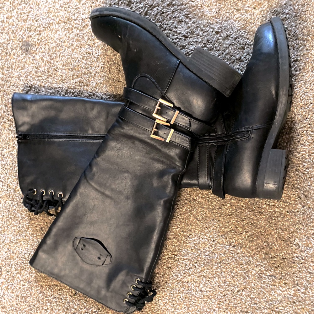 Black Leather Womens Boots